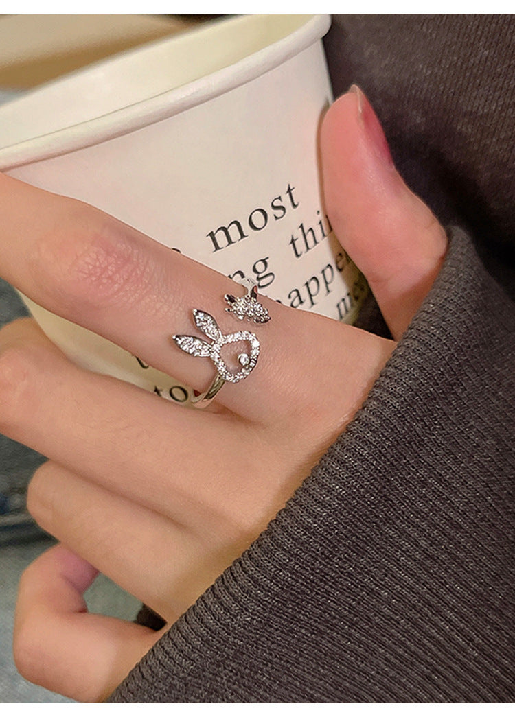 Web Based Asymmetric Carrot Rabbit Ring For Women