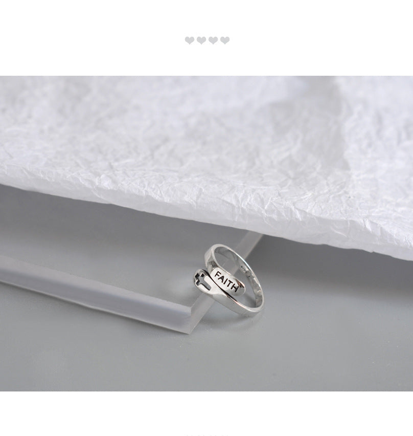 Web Based Fashionable English Letter Hollow Belief Ring