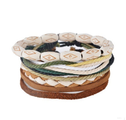 Web Based Leather Bracelet Men Multilayer Bead Bracelet Punk Wrap Bracelets for Women Vintage punk Men Jewelry