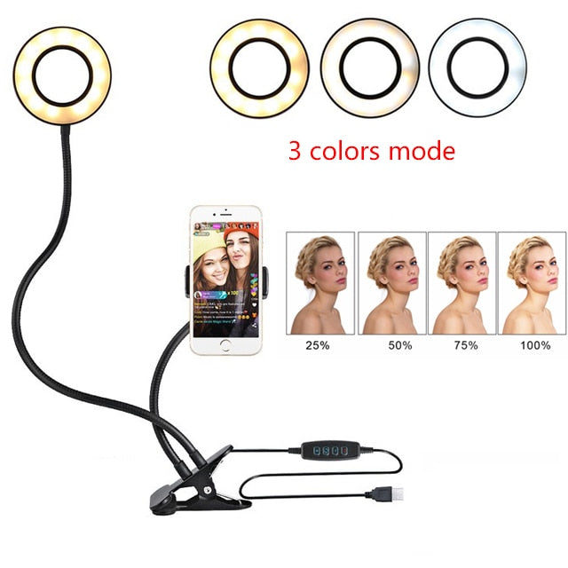 Web Based LED Selfie Ring Light for Live Adjustable Makeup Light-8cm Stand