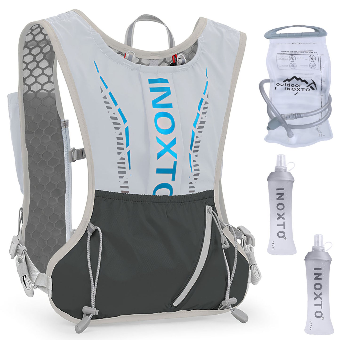 Web Based Sport Hydration Vest Running Backpack With 15oz 50oz Water Bladder Adjustable Strap Storage Bag For Trail Running Marathon Race Hiking