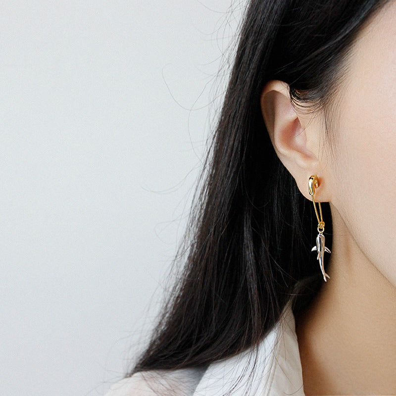 Web Based Simple Temperament Shark Pin Women's Earrings