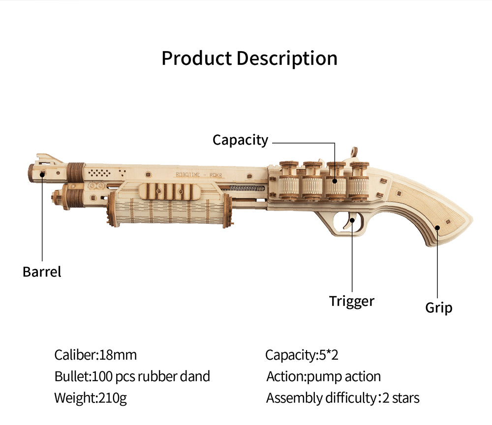 Web Based Robotime ROKR Revolver Gun Model Toys 3D Wooden Puzzle Games Crafts Gift For Children Kids Boys Birthday Christmas Gift Dropship