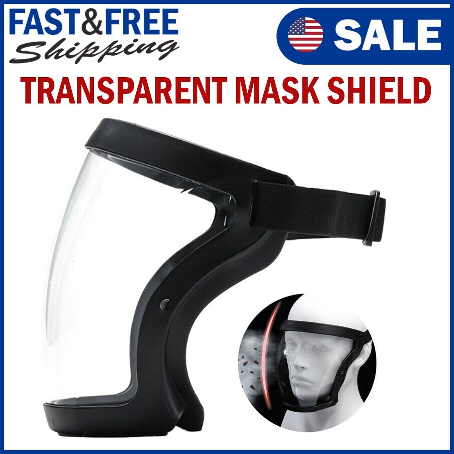 Web Based Full Face Super Protective Mask Anti-fog Shield Safety Transparent Head Cover