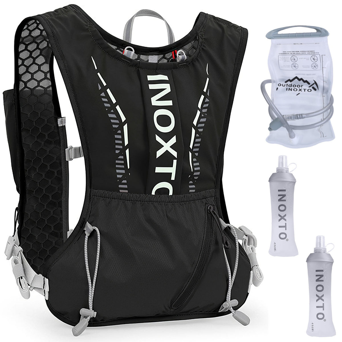 Web Based Sport Hydration Vest Running Backpack With 15oz 50oz Water Bladder Adjustable Strap Storage Bag For Trail Running Marathon Race Hiking