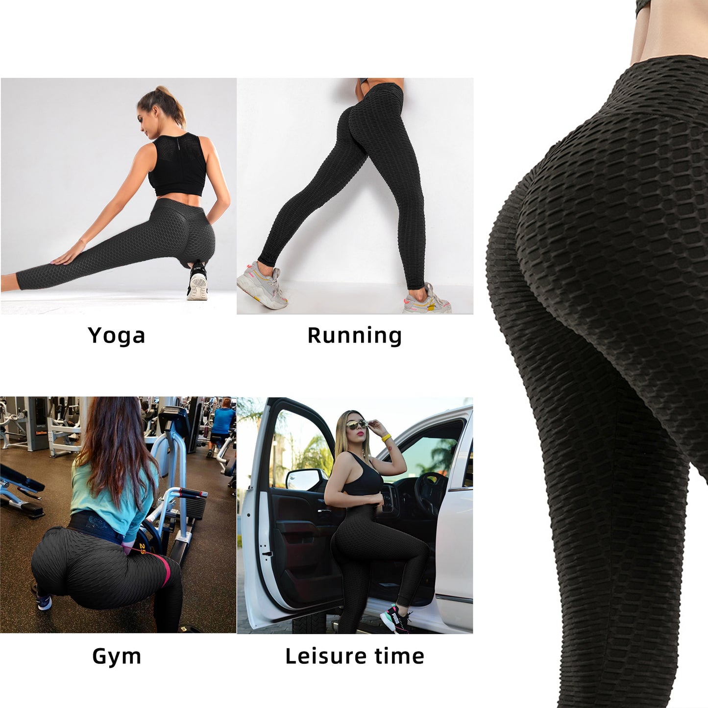 Web Based Women TIK Tok Leggings Bubble Textured Leggings Butt Lifting Yoga Pants Black Amazon Banned