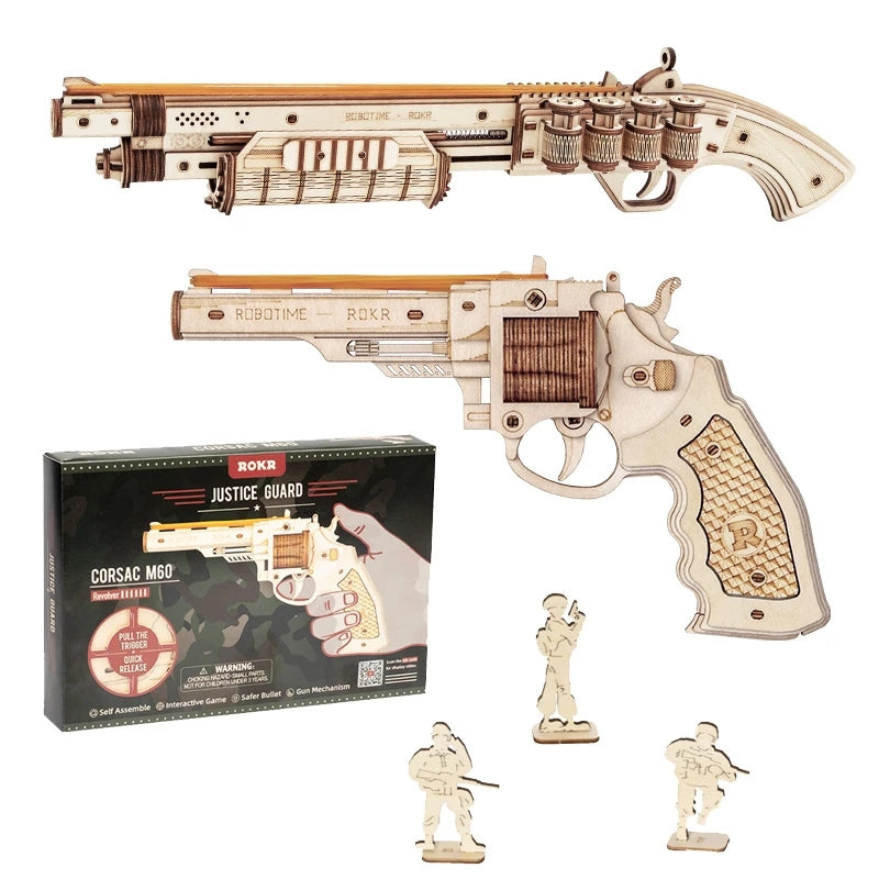 Web Based Robotime ROKR Revolver Gun Model Toys 3D Wooden Puzzle Games Crafts Gift For Children Kids Boys Birthday Christmas Gift Dropship