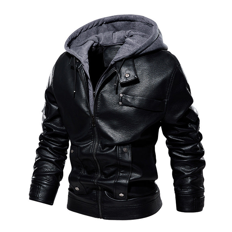 Webbased Men's US Size Leather Coat Fashionable Warm