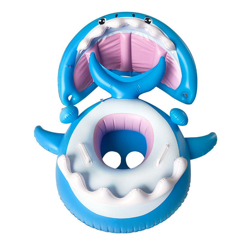 Web Based Inflatable Swimming Ring For Kids With Awning Shark Seat Ring Baby Float For Swimming Pool Toys Seat Removable Water Ring