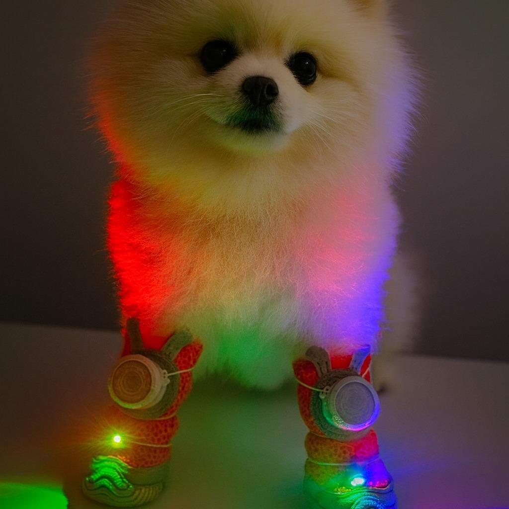 Web Based Glowing Dog Shoes 4PCS LED Light-Up Anti-Slip Paw Protector For Small Medium Dogs Night Safety Visibility Outdoor Shoes