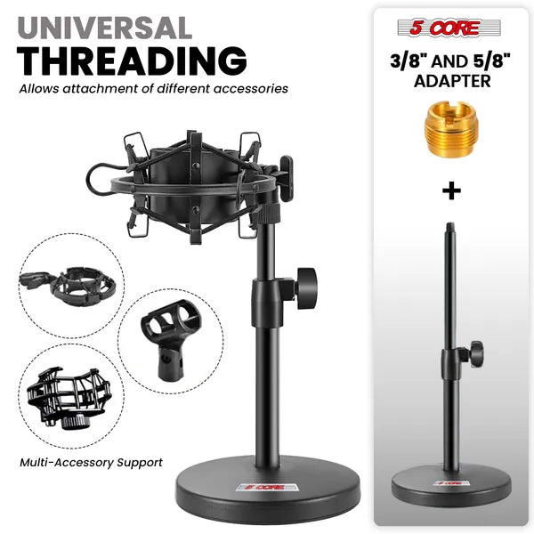 Web Based 5 Core Mic Stand 3 In 1 Desktop Microphone Stands Adjustable Table Microfono Holder W Phone Clamp - MS RBS BOOM