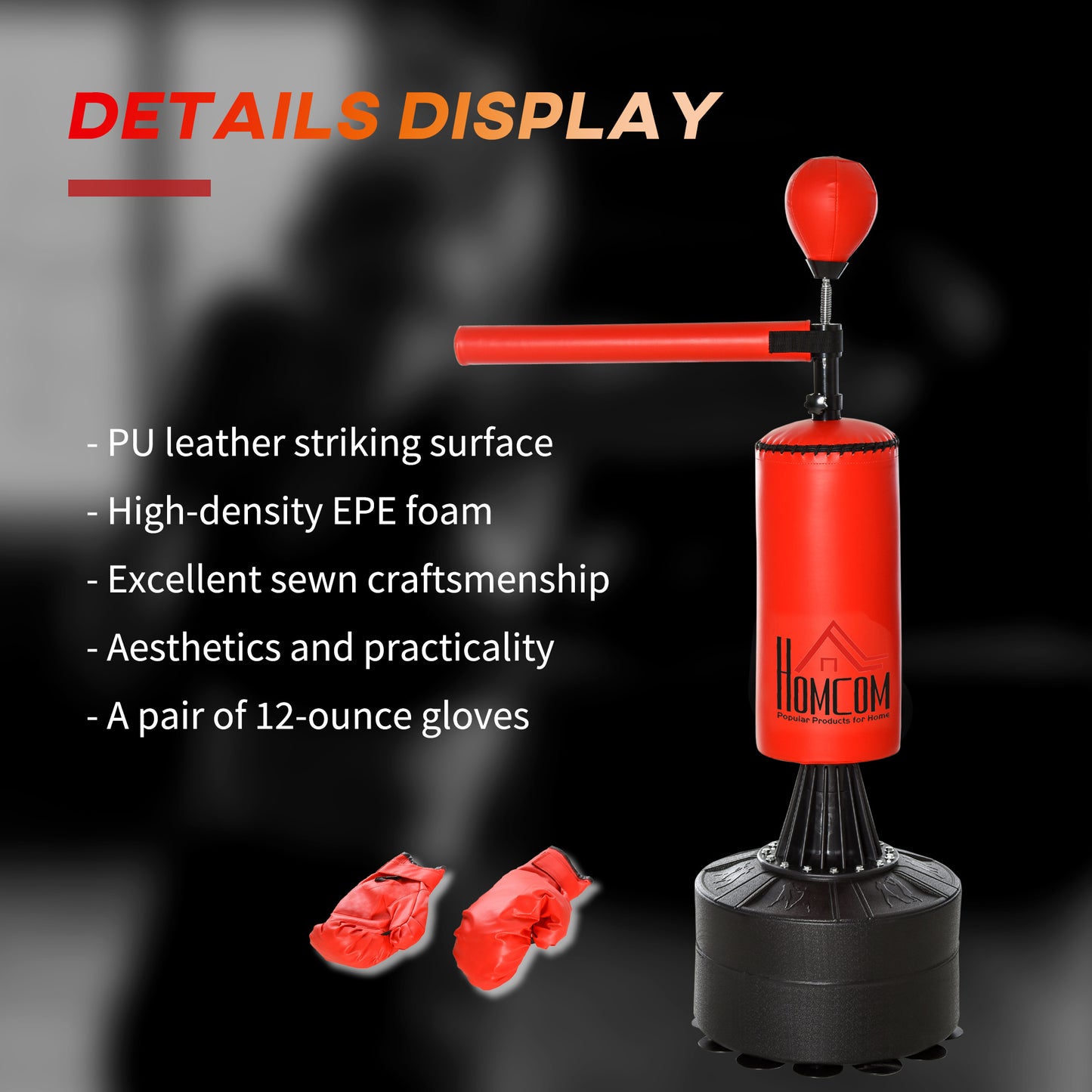 Web Based Boxing Bag, Freestanding Punching Bag with Speed Ball, Rotating Boxing Bar and Gloves, Weighted Base