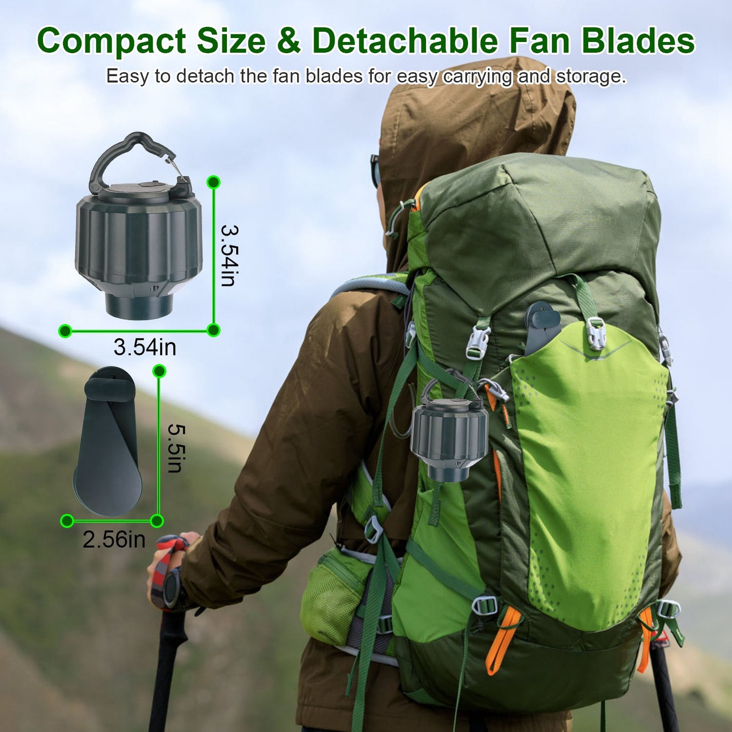 Web Based Portable Camping Ceiling LED Fan  USB Battery Powered Hanging Tent Lantern Fan Power Bank With 3 Fan Speed 3 Light Brightness Smart Timer Remote Control