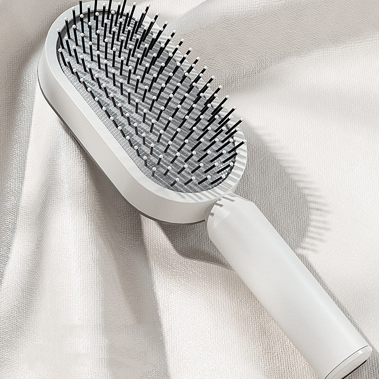 Web Based Self Cleaning Hair Brush For Women One-key Cleaning Hair Loss Airbag Massage Scalp Comb Anti-Static Hairbrush