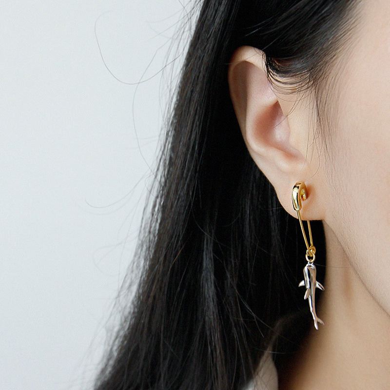 Web Based Simple Temperament Shark Pin Women's Earrings