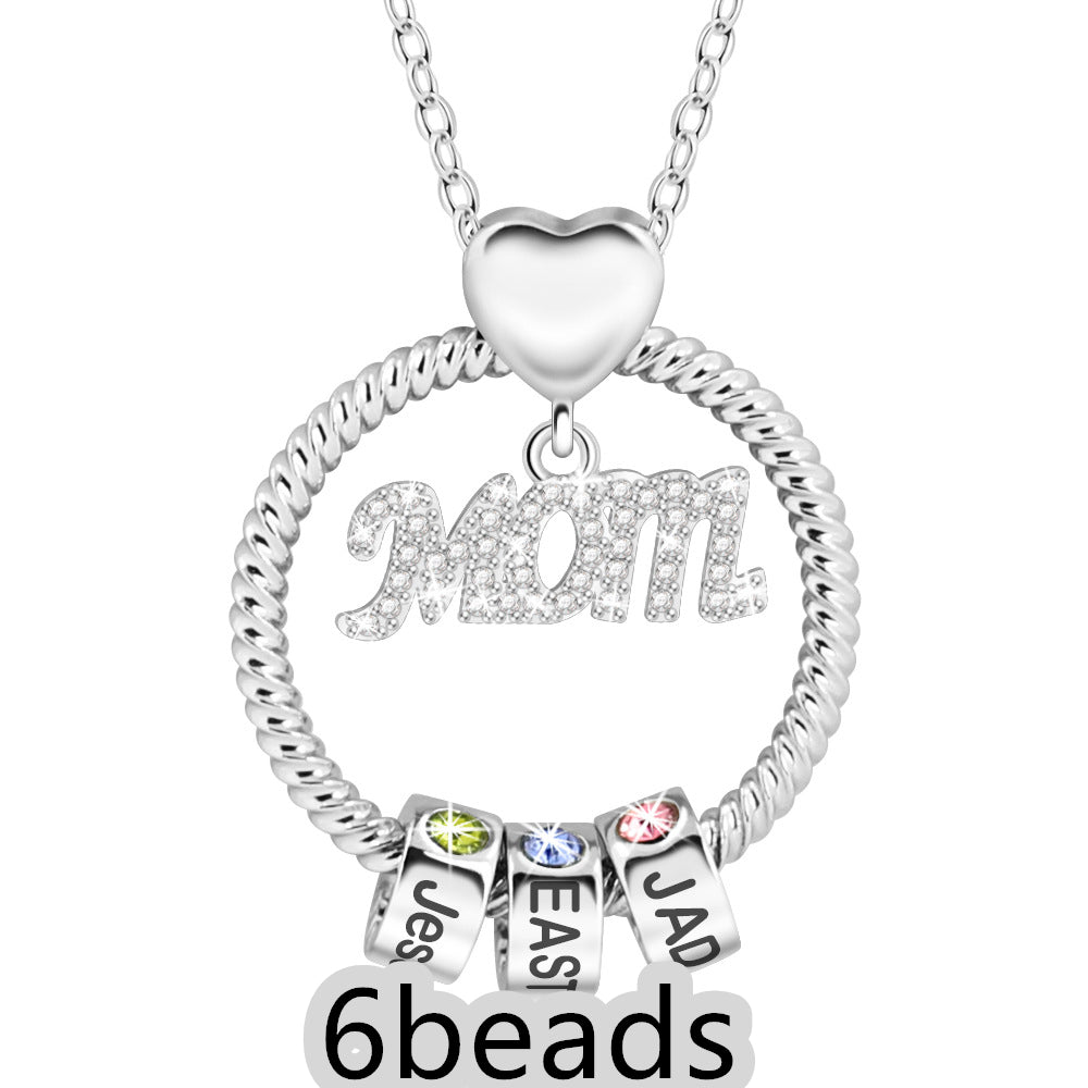 Web Based  Personalized Circle Pendant with Custom Beads Birthstone Pendant