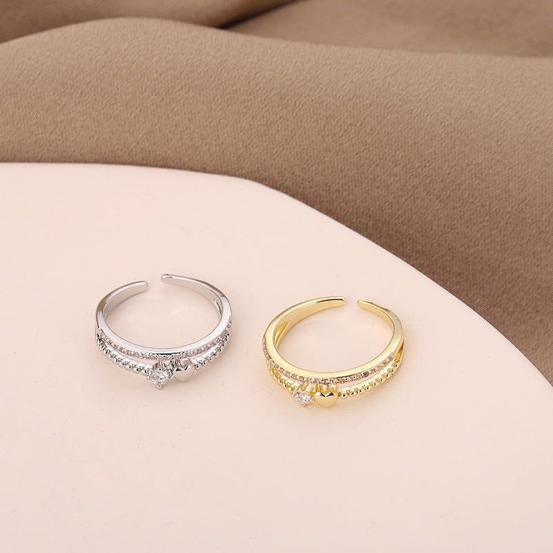 Web Based Heart-shaped Fashion Personality Copper Ring
