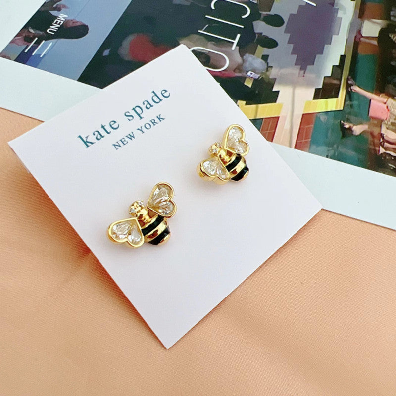 Web Based Delicate 3D Design Zircon Inlaid Drop Glaze Stud Earrings