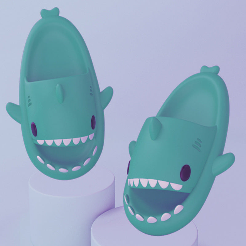 Web Based Adult's Slippers Indoor Outdoor Funny Shark Cartoon