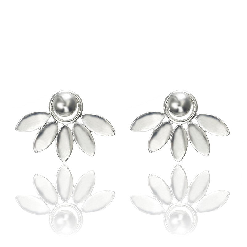 Web Based Zircon daisy flower back hanging earrings