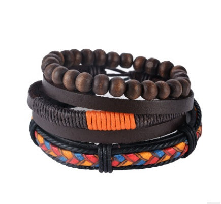 Web Based Leather Bracelet Men Multilayer Bead Bracelet Punk Wrap Bracelets for Women Vintage punk Men Jewelry