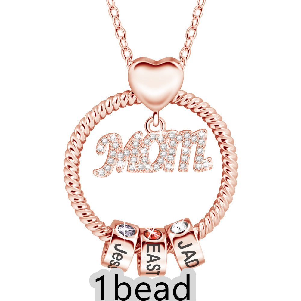 Web Based  Personalized Circle Pendant with Custom Beads Birthstone Pendant