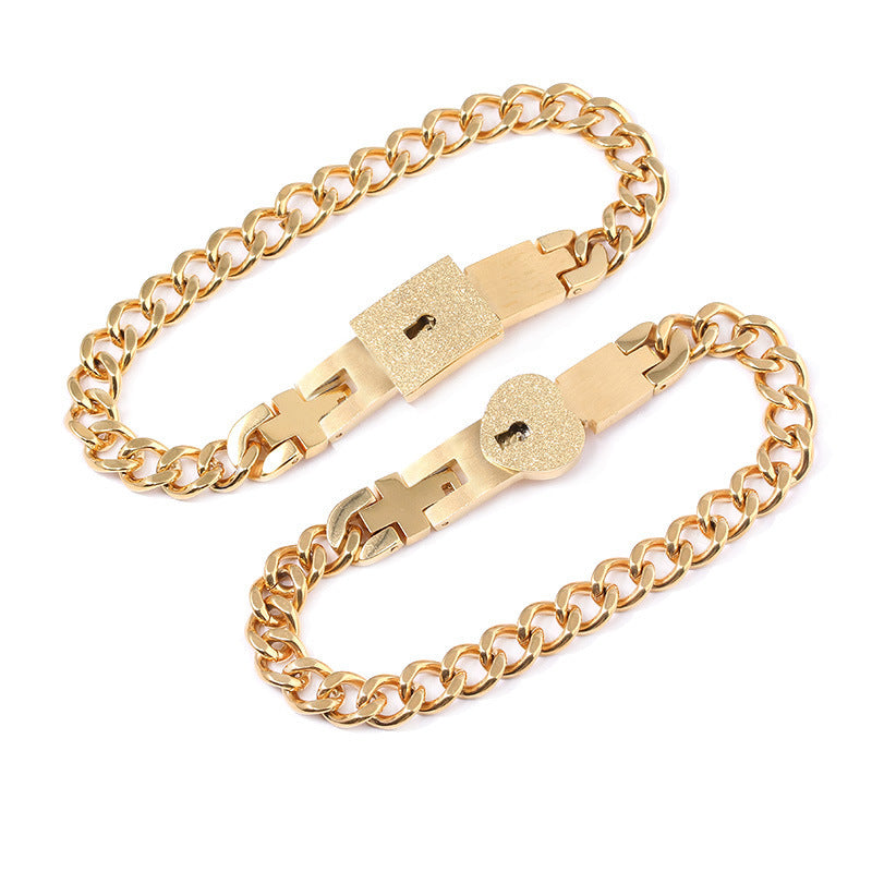 Web Based Fashion Jewelry Titanium Steel Couple Love Lock, Bracelet, Key Set, Necklace