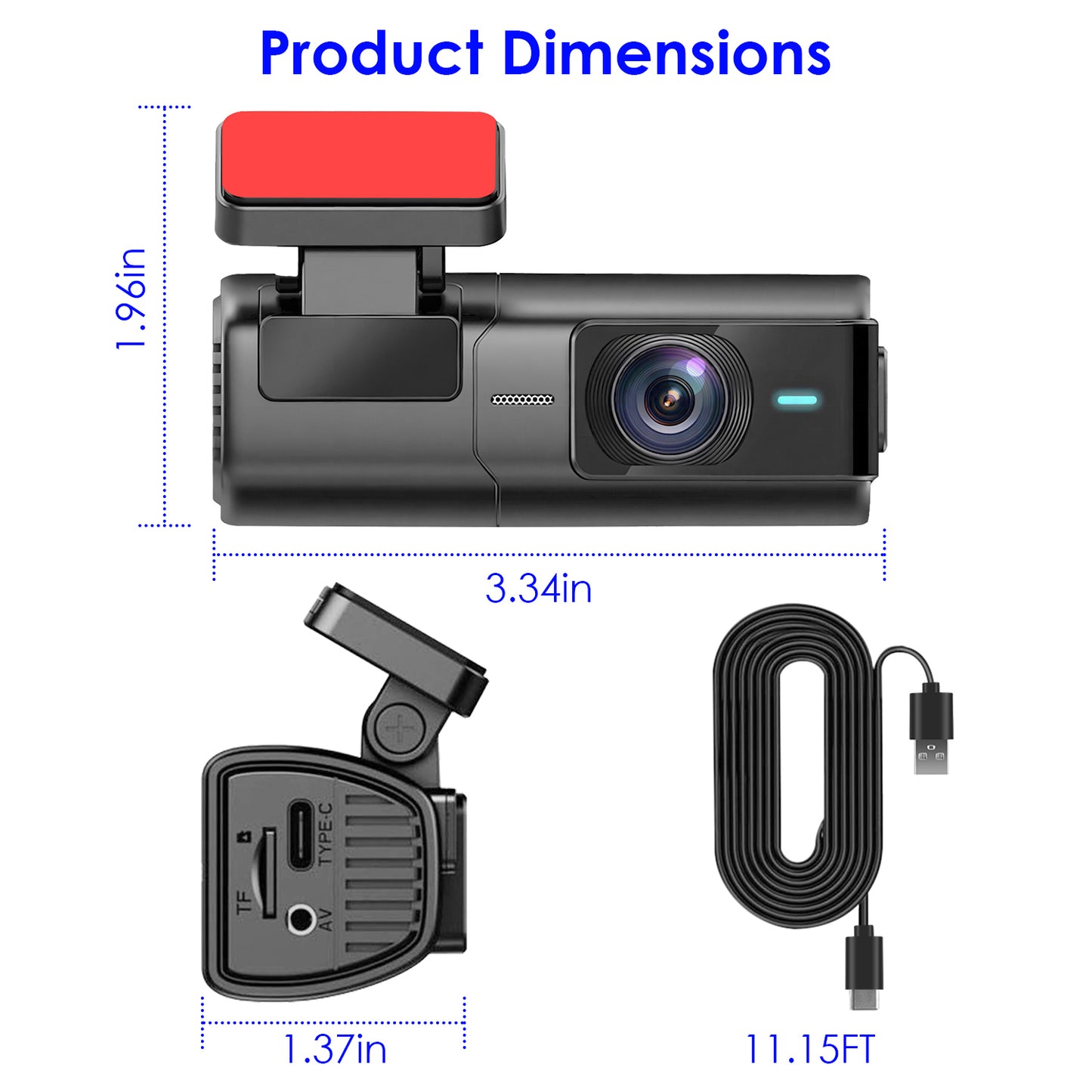 Web Based 1Pc 2K HD Front Dash Cam For Car With IPS Screen Night Vision Loop Recording Included 32G Storage Card 140 Degree Wide Angle WiFi App Control Front Dashcam