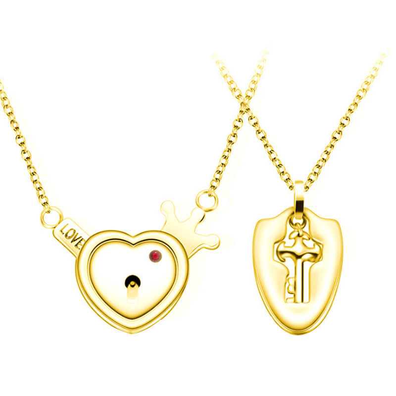 Web Based Fashion Jewelry Titanium Steel Couple Love Lock, Bracelet, Key Set, Necklace