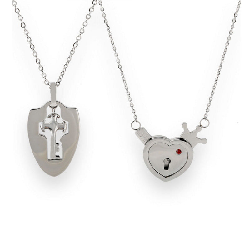Web Based Fashion Jewelry Titanium Steel Couple Love Lock, Bracelet, Key Set, Necklace