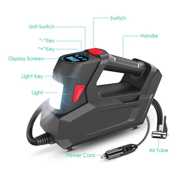 Web Based Portable Tire Inflator 120 PSI Maximum 90W Powered Tire With Digital Display LED Light