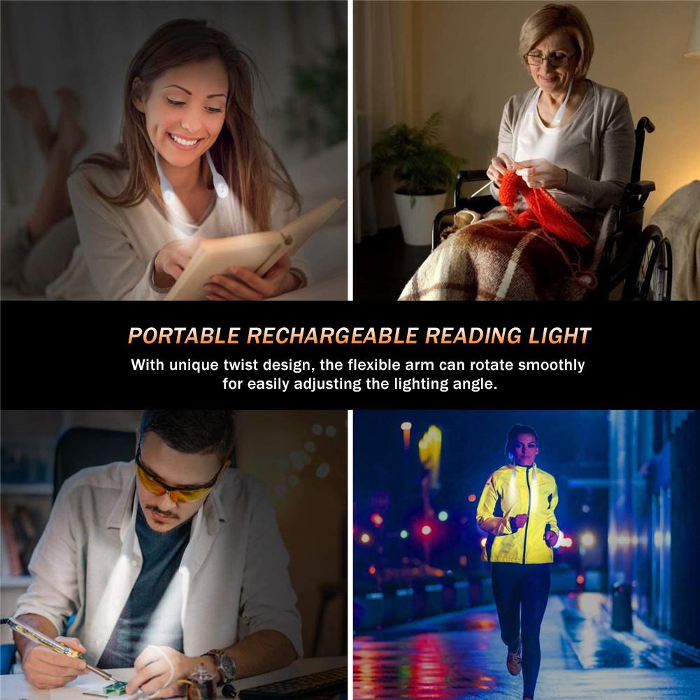 Web Based USB Dimmer Book Light Handsfree Led Neck Light Convenient Flexible Reading Lamp Novelty Touch Night Light Camping Flaslight
