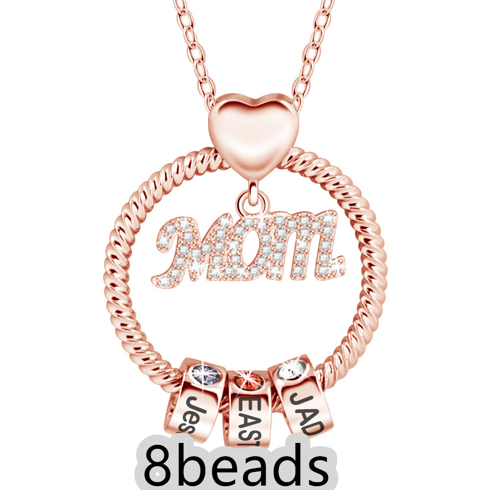 Web Based  Personalized Circle Pendant with Custom Beads Birthstone Pendant