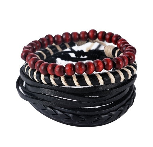 Web Based Leather Bracelet Men Multilayer Bead Bracelet Punk Wrap Bracelets for Women Vintage punk Men Jewelry