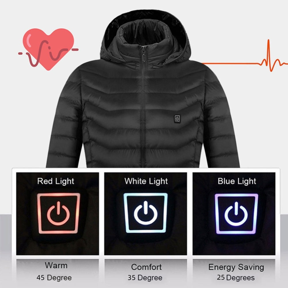 Web Based Winter Heated Jacket USB Electric Cotton Coat Zip-up Heater Thermal Clothing Heating Vest For Men