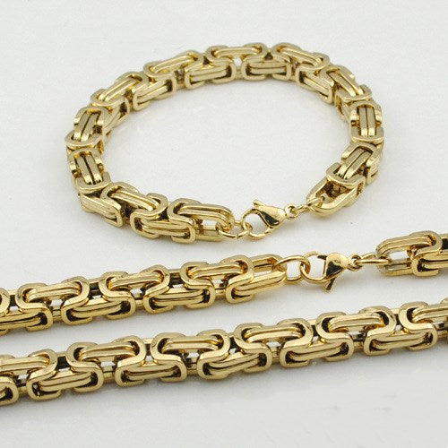Web Based Men's stainless steel necklace and bracelet set