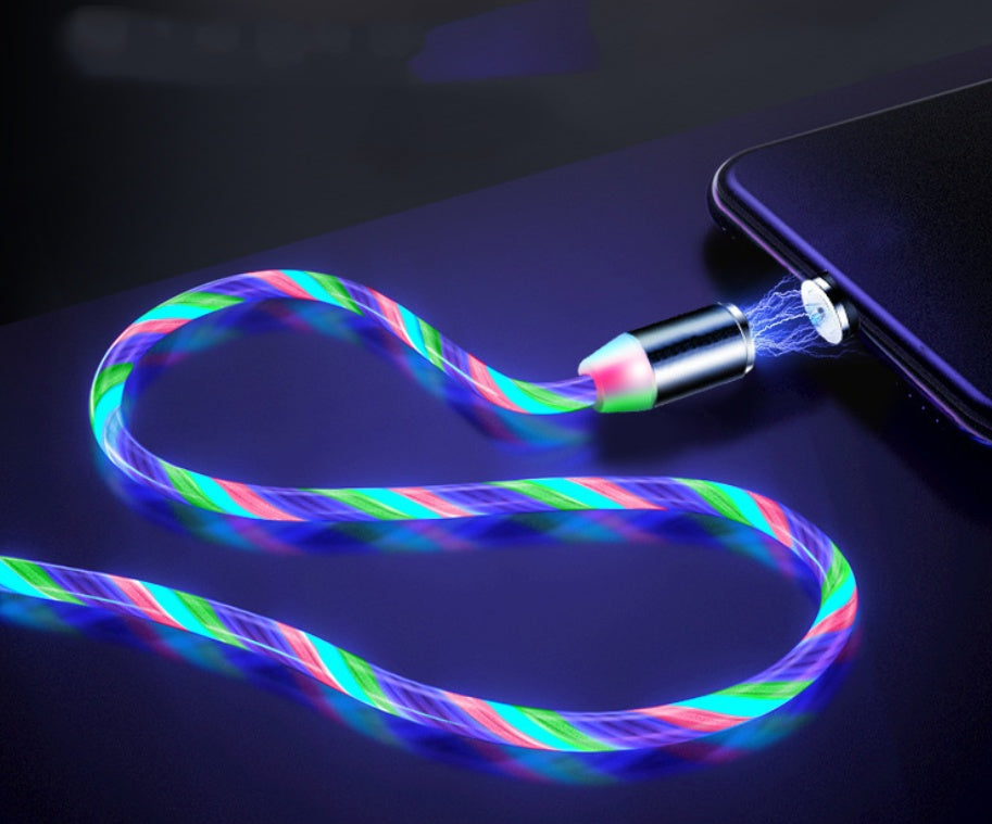 Web Based Compatible with Apple, Flowing Ligh Magnetic Streamer Data Line Cable for Iphone Android Typec
