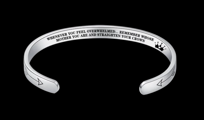 Web Based Mantra Bracelet With Quotes Stainless Steel Cuff Inspirational Jewelry Graduation Gift
