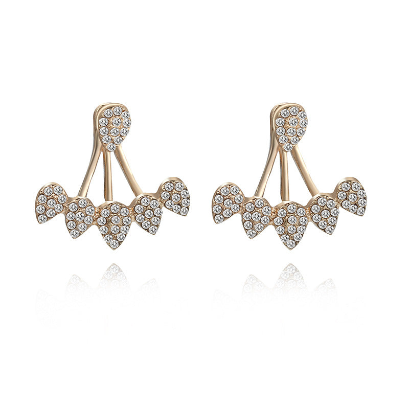 Web Based Zircon daisy flower back hanging earrings