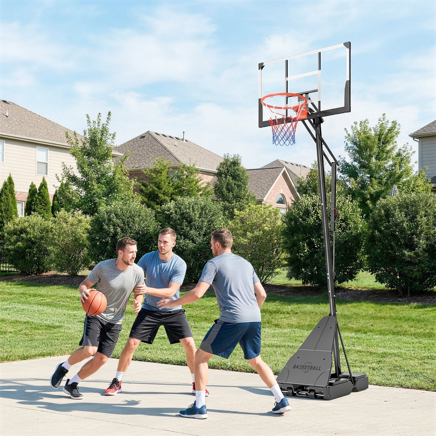 Web Based Portable Basketball Hoop Outdoor, 8-10ft Adjustable Basketball Goal, 47 Inch Shatterproof Backboard, Action Grip