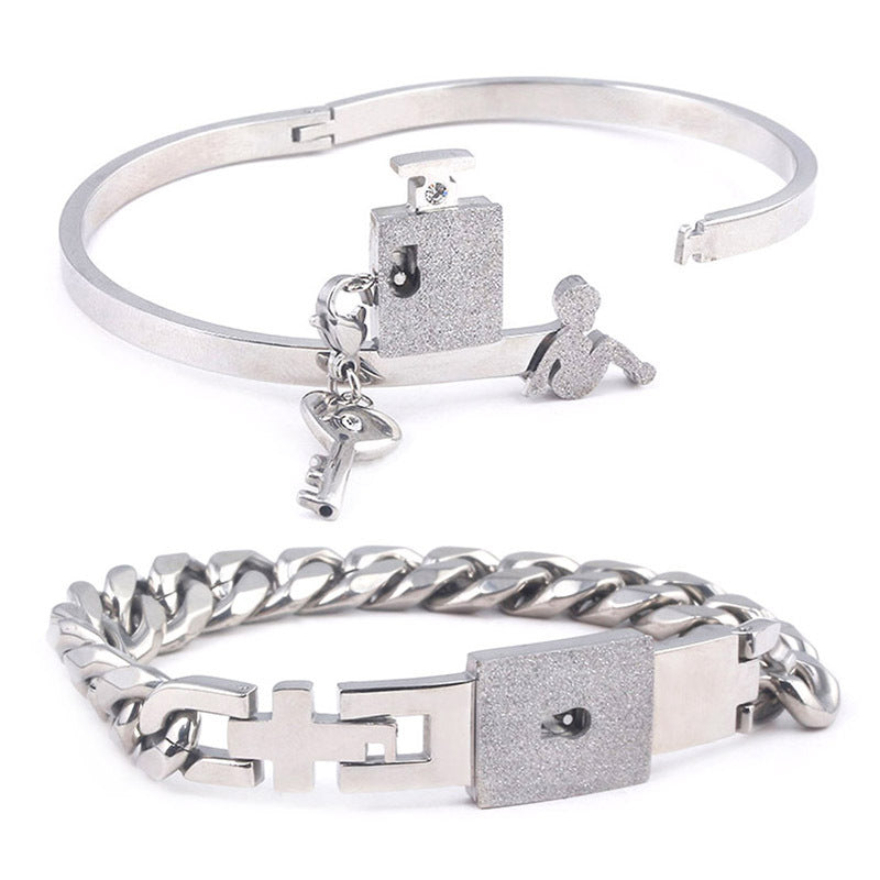 Web Based Fashion Jewelry Titanium Steel Couple Love Lock, Bracelet, Key Set, Necklace