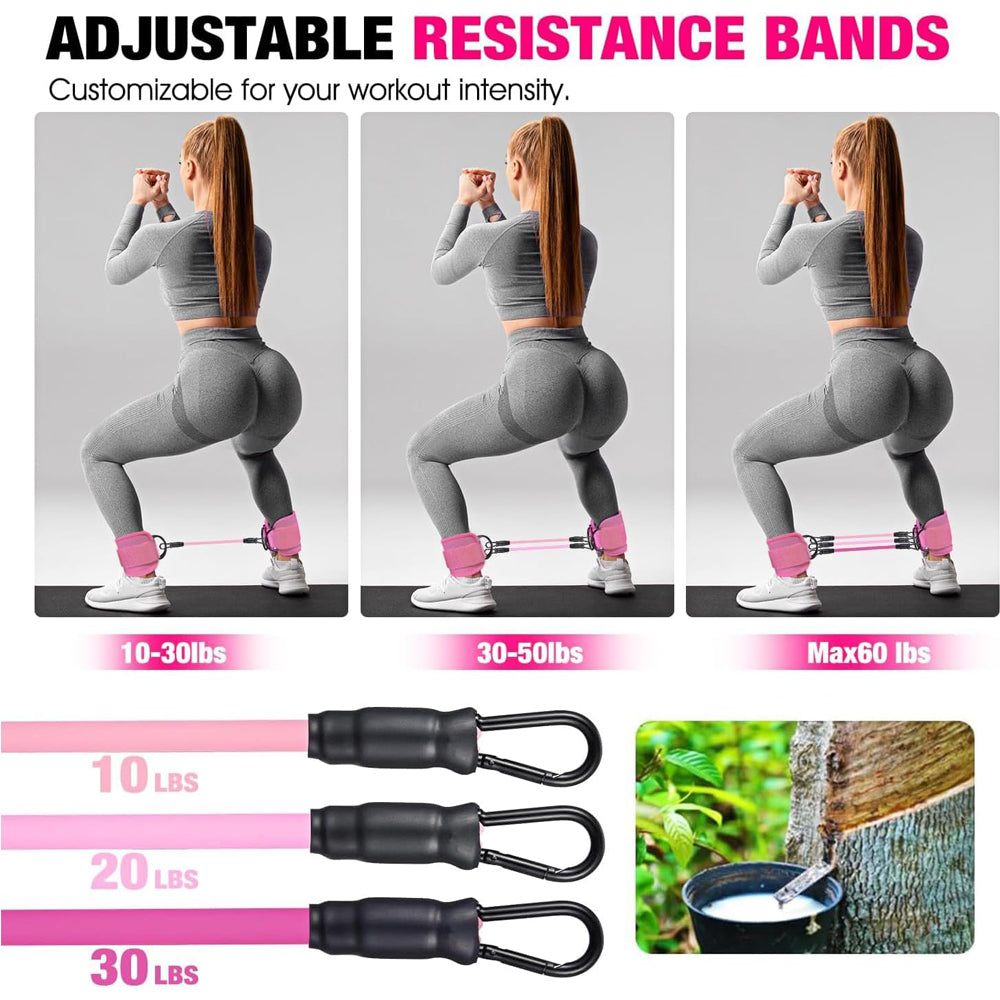 Web Based Ankle Resistance Bands With Cuffs For Women & Men,Adjustable Leg Workout Bands For Kickbacks, Booty Lift For Home Gym