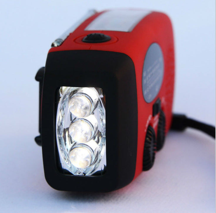 Web Based Solar hand crank USB charging radio flashlight