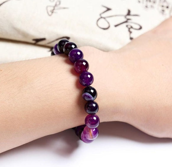 Wbs Bracelet En Pierre Naturelle Violet Pour Femme