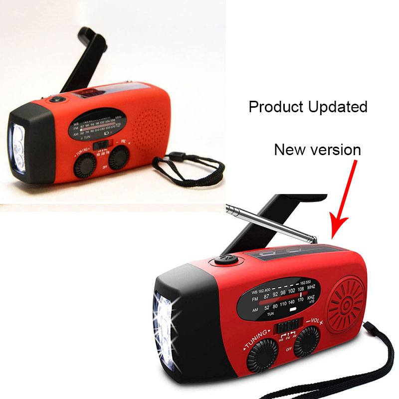 Web Based Solar hand crank USB charging radio flashlight