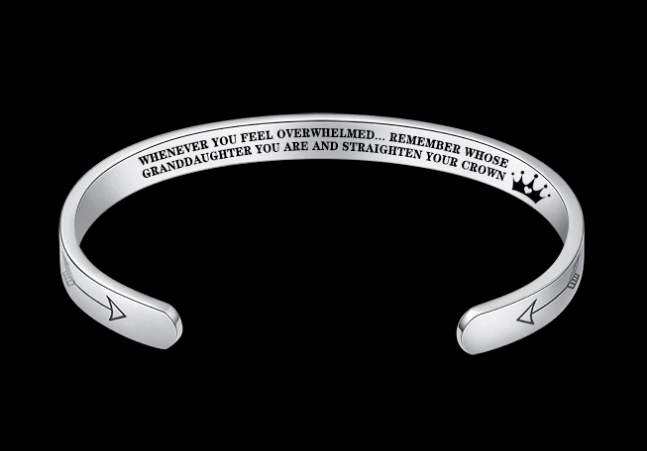 Web Based Mantra Bracelet With Quotes Stainless Steel Cuff Inspirational Jewelry Graduation Gift