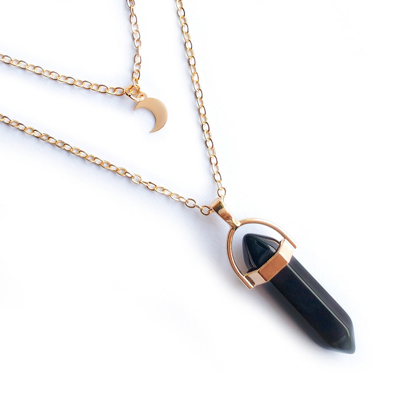 Web Based Moon Hexagonal Column Pendant