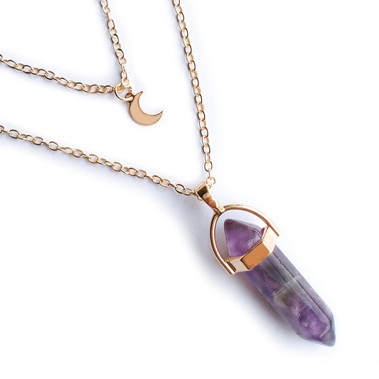 Web Based Moon Hexagonal Column Pendant