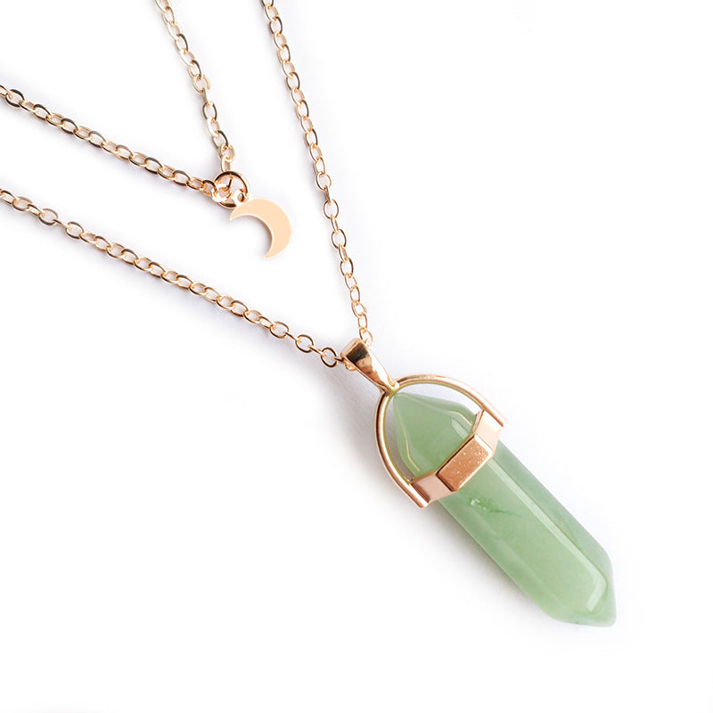 Web Based Moon Hexagonal Column Pendant