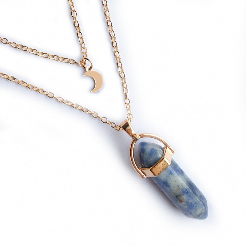 Web Based Moon Hexagonal Column Pendant